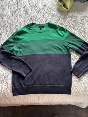 Men’s Banana Republic Green and Navy Colorblock Crewneck Sweater Size Large
